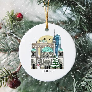 Berlin Germany Personalised Christmas Tree Ceramic Ornament Souvenir Gift Present Festive Decor Souvenir Holiday Custom Xmas Bauble