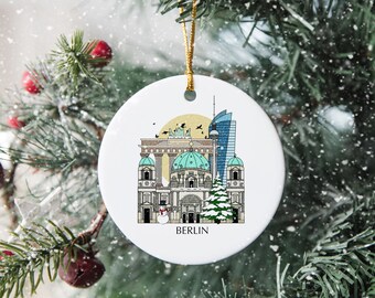 Berlino Germania Albero di Natale personalizzato Ornamento in ceramica Souvenir Regalo Regalo Festive Decor Souvenir Holiday Custom Xmas Bauble