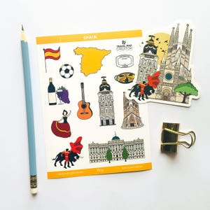 Spanien Aufkleber Bogen Gestanzte Aufkleber Journal Aufkleber Planer Sticker Reisejournal Scrapbook Aufkleber