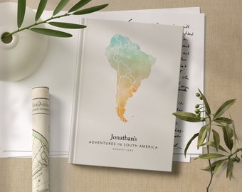 Personalised South America Travel Journal Watercolour Notebook Travel Map Diary Custom Travel Planner Custom Journal Travel Gift Bucket List