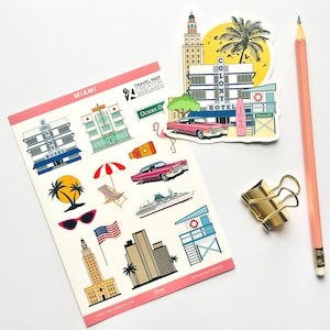 Miami Aufkleber Bogen sterben geschnitten Aufkleber Journal Sticker Planer Sticker Reisejournal Scrapbook Aufkleber