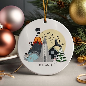 Islande Reykjavik sapin de Noël ornement en céramique néerlandais décoration personnalisée cadeau boule de Noël décoration d'intérieur vacances personnalisé