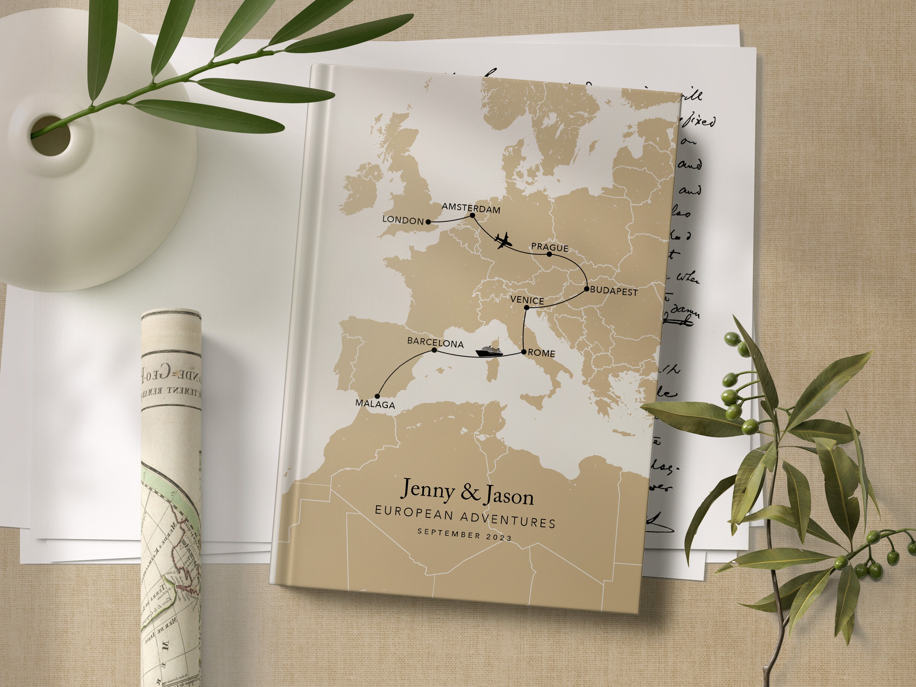 Custom Map Europe Travel Journal Personalised Notebook Bucket - Etsy