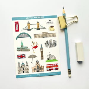 Vereinigtes Königreich Aufkleber Bogen sterben Schnitt Aufkleber Journal Aufkleber Planer Sticker Reisejournal Scrapbook Aufkleber Britain England Scotland