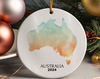 Australia Map Christmas Ornament: Personalized Ceramic Holiday Bauble