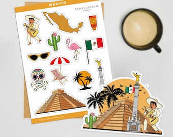 Mexico Travel Sticker Sheet Scrapbooking Planner Sticker Journal Sticker