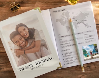 Diario di viaggio fotografico personalizzato, diario di viaggio personalizzato, quaderno di coppia, lista dei desideri, pianificatore di viaggio