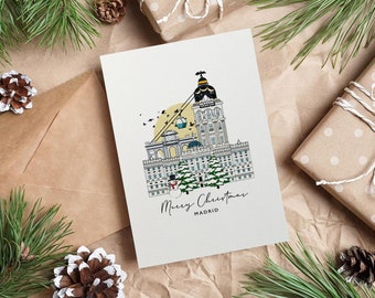 Madrid Personalised Christmas Card Greeting Card Illustrated Card Spain Holiday Card Travel Card