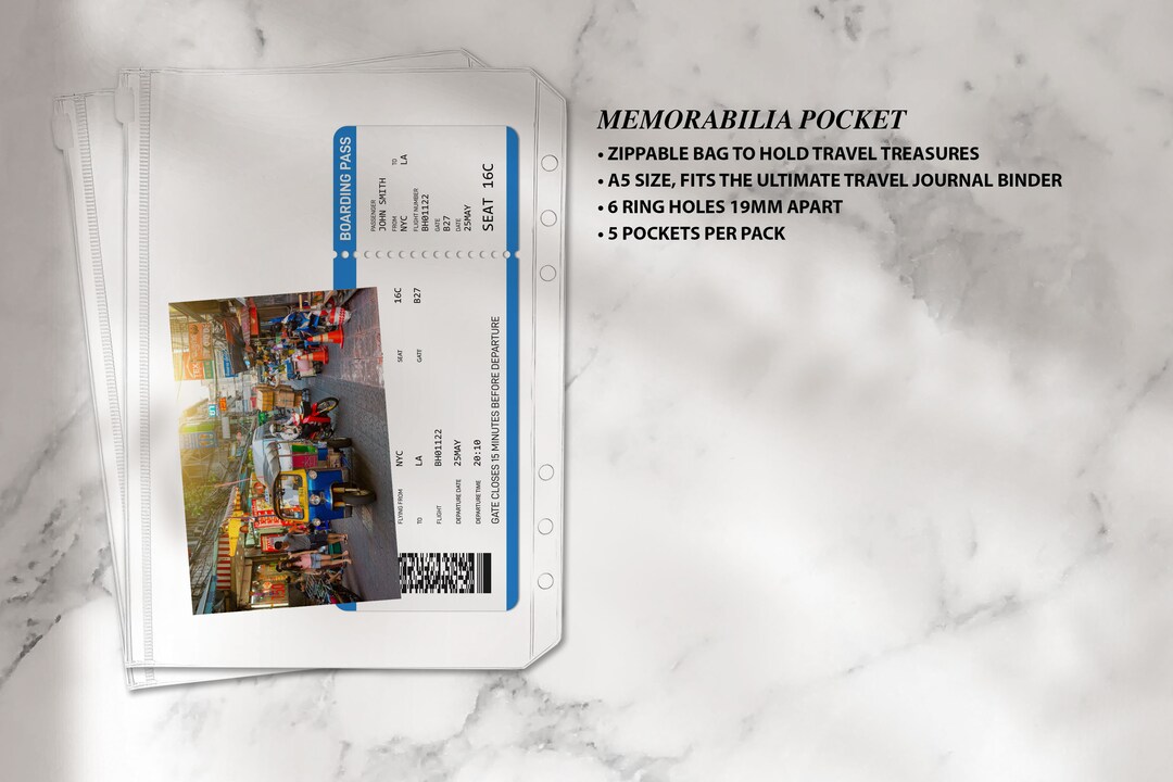 Memorabilia Pocket 5 Pack Ultimate Travel Journal Insert Etsy