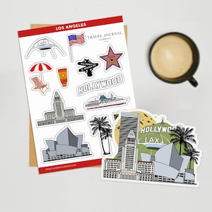 Los Angeles Sticker Sheet Die Cut Sticker Travel Journal Planner Stickers Travel Stickers Scrapbook Stickers