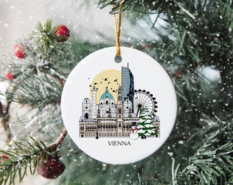 Vienna Austria Albero di Natale personalizzato Ornamento in ceramica Decorazione Regalo Regalo Festive Decor Souvenir Holiday Custom Xmas Bauble