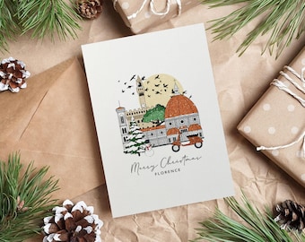 Florence Personalised Christmas Card Greeting Card Illustrated Card Italy Holiday Card Travel Card