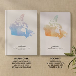 Personalised Canada Travel Journal Watercolour Notebook Travel Map Diary Custom Travel Planner Custom Journal Travel Gift Bucket List image 2