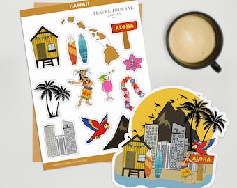 Hawaii Travel Sticker Sheet Scrapbooking Planner Sticker Journal Sticker
