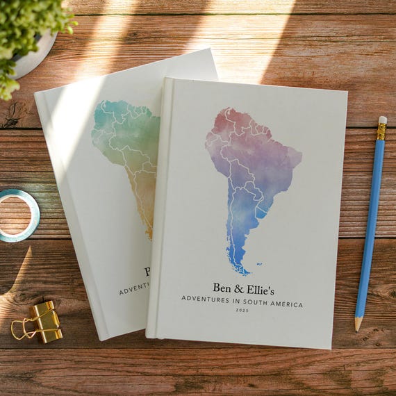 South America Travel Journal Personalised Diary Custom Map Notebook Travel Planner Bucket List Book