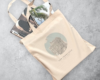 San Francisco Personalised Eco Tote Bag City Map Tote Shoulder Bag Travel Gift Custom Map Tote City Tote Bag Any City Map