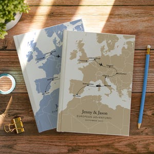 Kundenspezifische Karte Europa Reisejournal Personalisiertes Notizbuch Bucket List Weltreise Reiseplaner Eurotrip Interrail