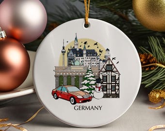 Germany Personalised Christmas Tree Ornament Ceramic Bauble Holiday Souvenir