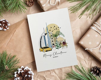 Dubai Personalised Christmas Card Greeting Card Illustrated Card Holiday Card Travel Card