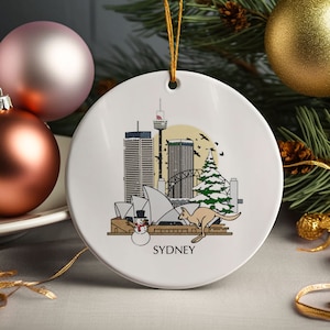 Sydney Australia Personalised Christmas Tree Ceramic Ornament Decoration Xmas Bauble Gift Present Festive Decor home Holiday Custom