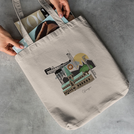 Glasgow Scotland City Tote Bag Personalised Shoulder Canvas Etsy