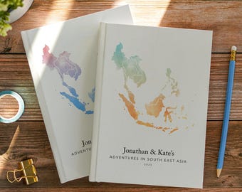 South East Asia Travel Journal Personalised Notebook Travel Map Diary Travel Planner Bucket List Book