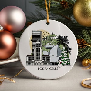 Los Angeles California Keramik Weihnachtsbaum Ornament Dekoration Geschenk Weihnachtskugel Festliche Dekoration Hausscheibe Urlaub Custom