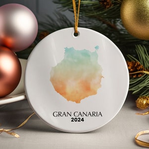 Gran Canaria Spanien Personalisierte Weihnachtsbaum Ornament Weihnachtsdekoration Geschenk Präsent Christbaumkugel Festliche Dekoration Urlaub Custom