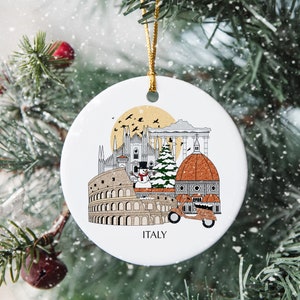 Italy Personalised Christmas Tree Ceramic Ornament Decoration Xmas Bauble Gift Present Festive Decor Souvenir Holiday Custom Travel Gift