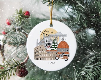 Italy Personalised Christmas Tree Ceramic Ornament Decoration Xmas Bauble Gift Present Festive Decor Souvenir Holiday Custom Travel Gift