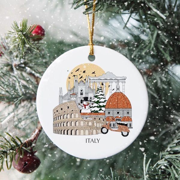 Italy Personalised Christmas Tree Ceramic Ornament Decoration Xmas Bauble Gift Present Festive Decor Souvenir Holiday Custom Travel Gift