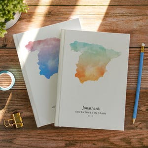 Spanien Reisetagebuch Personalisiertes Notizbuch Reisekarte Tagebuch Reiseplaner Bucket List Buch Madrid Barcelona
