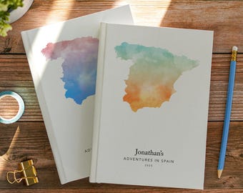 Spain Travel Journal Personalised Notebook Travel Map Diary Travel Planner Bucket List Book Madrid Barcelona
