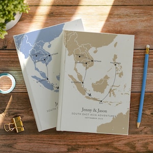 Benutzerdefinierte Karte Südostasien Reisejournal personalisiertes Notizbuch Bucket List Weltreise Reiseplaner Vietnam Thailand Singapur
