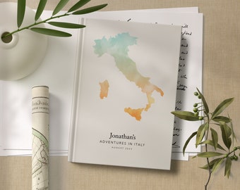 Personalised Italy Travel Journal Watercolour Notebook Travel Map Diary Custom Travel Planner  Journal Travel Gift Bucket List