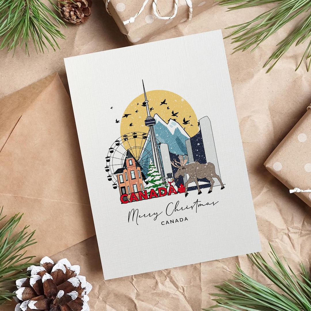 Personalized Canada Christmas Card: Illustrated Holiday Greeting Card