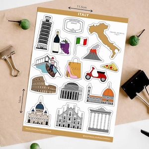 Italy Sticker Sheet Die Cut Sticker Journal Sticker Planner Sticker Travel Journal Scrapbook Stickers