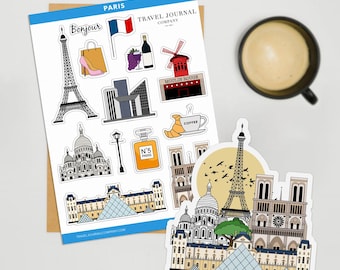 Paris Travel Sticker Sheet Scrapbooking Planner Sticker Journal Sticker