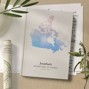 Gepersonaliseerde Canada Travel Journal aquarel notebook reiskaart dagboek aangepaste reisplanner aangepaste dagboek reizen cadeau bucketlist afbeelding 1