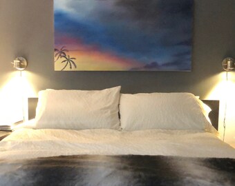 Palm Tree Over Bed Oil Painting
