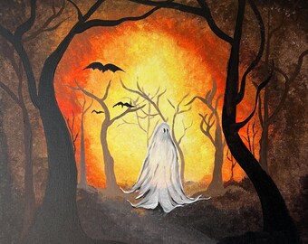 Pintura acrílica de figura fantasmal