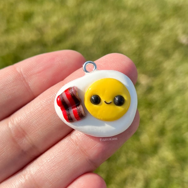 Polymer Clay Bacon and Egg Charm (Will be made into a keychain)