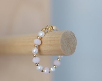 Pearl gold bracelet- mommy and me dainty pearl gold minimalist beaded baby bracelet