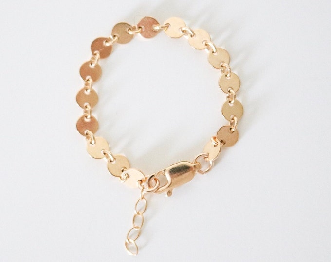 Baby Bracelet 14k Gold Filled Disc Charm Dottie Bracelet Etsy