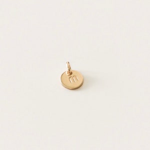 Initial Charm- 6mm Gold filled disc 14k