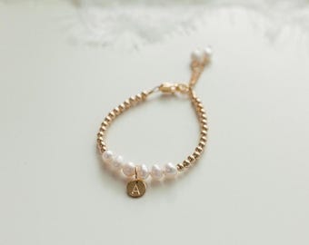 Charm bracelet baby pearl gold initial charms letter bracelets for kids and women mommy and me matching charm bracelet