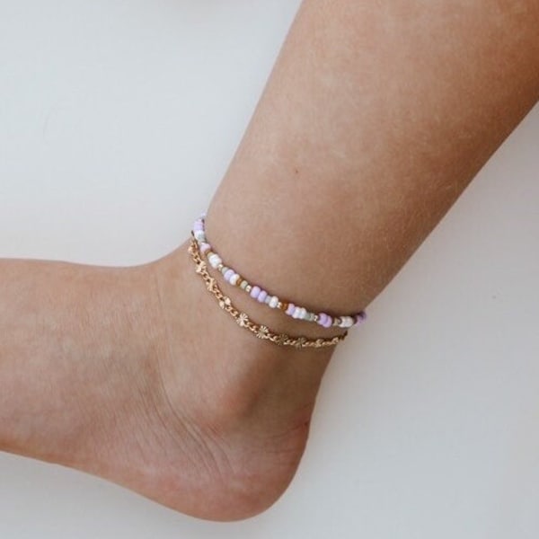 Anklet- double chain anklet beach boho anklet for women and kids