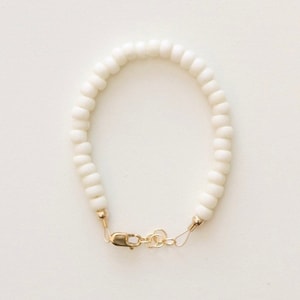 Baby bracelet- cream beaded bracelet 14k gold findings