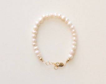 Pearl bracelet- Pearl beaded baby bracelet 14k gold filled findings