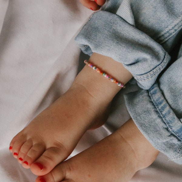 Baby anklet rainbow gold filled anklet